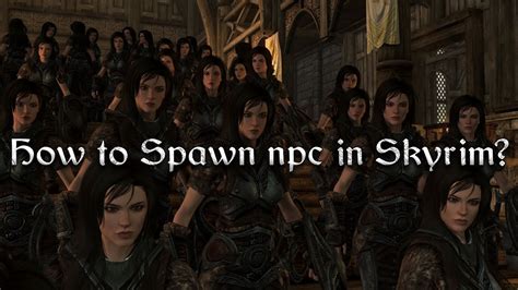 How to spawn a npc in skyrim - save your game, load a previous save, select the NPC and write down the refId; locate it by searching one of the Skyrim wikis (like Wikia) type help <npc name> which gives you the base id and you need to convert that …